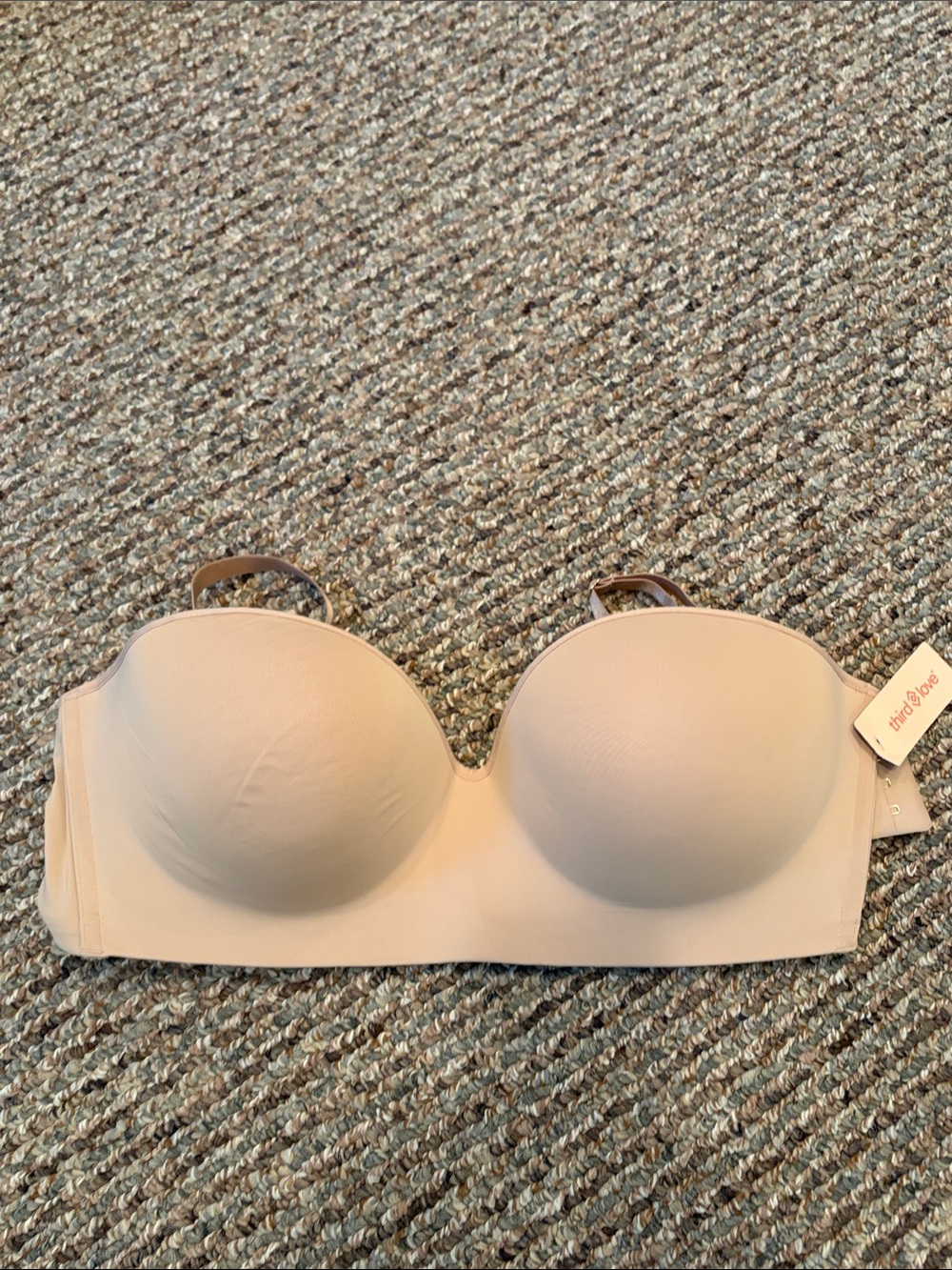 ThirdLove Beige Strapless Seamless T-Shirt Bra Removable Straps